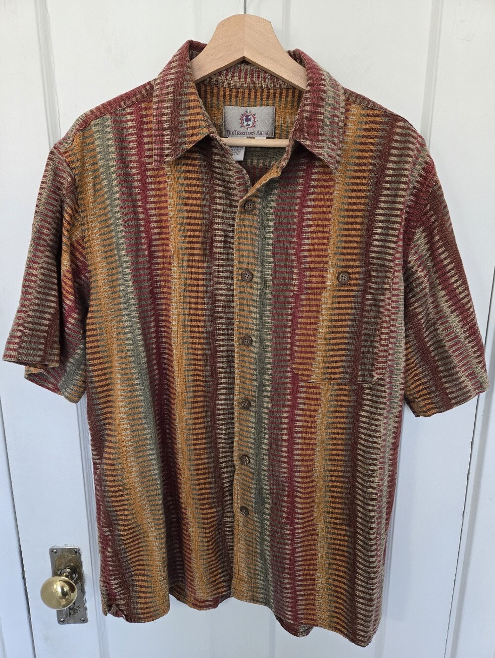 The Territory Ahead Men's Short-Sleeve Button Up Size L 90s Southwestern Granola